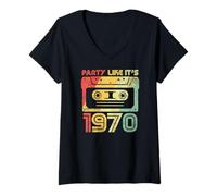 Donna Party Like It's 1970 - Costume da Festa Anni '70 Maglietta con Collo a V