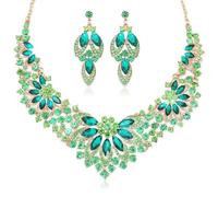Donna Parure gioielli- Boho lacrima Collana Ciondola gli orecchini Set, Parure Gioielli Set per Donna Cristallo Sposa Collana Vintage Strass Orecchini Pendenti, Sposa Damigella d'Onore Parure Gioielli