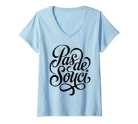 Donna PAS de Souci - Script Design Francese No Worries Maglietta con Collo a V