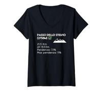Donna Passo dello Stelvio Maglietta con Collo a V