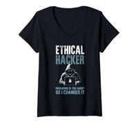 Donna Password per hacker etico sarcastico troppo breve, quindi l'ho cambiata Maglietta con Collo a V