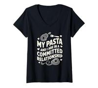 Donna Pasta Divertente Maglietta con Collo a V