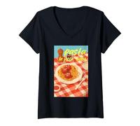 Donna Pasta La Vista Baby Funny Spaghetti e polpette Food Pun Maglietta con Collo a V