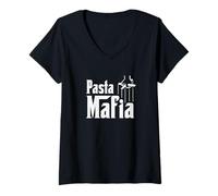Donna Pasta Mafia Maglietta con Collo a V