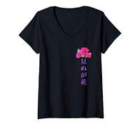 Donna Pastel Goth Glitch Rose with Japanese Writing for Men, Women Maglietta con Collo a V