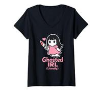 Donna Pastel Horror Girly Slasher Finale Ragazza Rosa Goth Vibes Maglietta con Collo a V