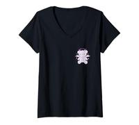 Donna Pastello Goth Kawaii Demone Orso Creepy Carino Maglietta con Collo a V