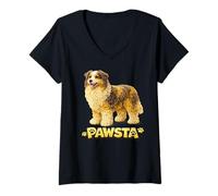 Donna Pastore Australiano Spaghetti Noodle Cibo Italiano Cucciolo Amore Maglietta con Collo a V