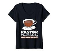 Donna Pastore caffè Sacra Ispirazione Maglietta con Collo a V