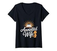 Donna Pastore Moglie Apprezzamento First Lady Afro Pastore Moglie Maglietta con Collo a V