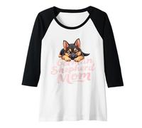 Donna Pastore Tedesco Mamma Cane Pastore Tedesco Mamma Cucciolo Carino Maglia con Maniche Raglan