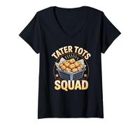 Donna Patate fritte Tater Tots Squad Gourmet Maglietta con Collo a V