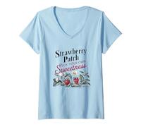 Donna Patch Fragola Scegli la Tua Dolcezza Maglietta con Collo a V