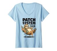 Donna Patch System Supporta Il Tuo Umorismo Locale del caffè Bradipo Maglietta con Collo a V