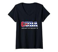 Donna Patria Y Vida Cuba SOS Cuban Flag Free Cuba Libre Maglietta con Collo a V