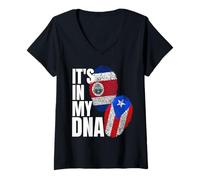 Donna Patrimonio della Bandiera del Dna del Costa Rica e del Portoricano Maglietta con Collo a V