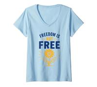 Donna Patriotic Americans Quote Simple Freedom Is Not Free Maglietta con Collo a V
