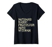 Donna Patriotic Army Dad United States Veteran Camouflage Soldato Maglietta con Collo a V