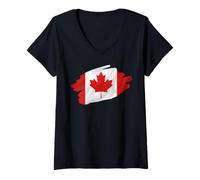 Donna Patriotic Canada Day National Pride Bandiera Canadese Maglietta con Collo a V