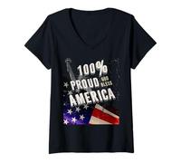Donna Patriotic USA Flag Proud To Be An American Citizen Veteran Maglietta con Collo a V