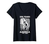 Donna Patriottica 250 Anni Noi Il Popolo Statua Liberty Maglietta con Collo a V