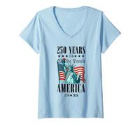 Donna Patriottica 250 Anni Noi Il Popolo Statua Liberty Maglietta con Collo a V