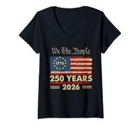 Donna Patriottico 250 Anni 1776 2026 libertà Noi Il Popolo Maglietta con Collo a V