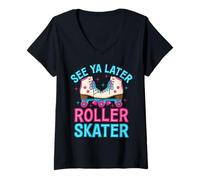 Donna Pattinaggio a rotelle - Vedi Ya dopo Roller Skater Maglietta con Collo a V