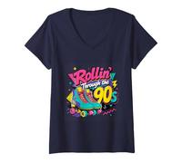 Donna Pattini a rotelle Anni '90 Regalo per lei Nostalgia Maglietta con Collo a V