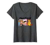 Donna Paul Frank Trio Julius Monkey Bunny Girl e Worry Bear Maglietta con Collo a V