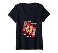 Donna Paw Patrol All Paws On Deck Action Pup Maglietta con Collo a V