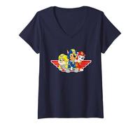 Donna Paw Patrol Chase Marshall Rubble Rescue Action Team Opera d'Arte Maglietta con Collo a V