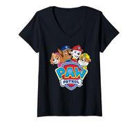 Donna Paw Patrol Gruppo con Logo Maglietta con Collo a V
