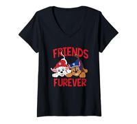 Donna Paw Patrol Marshall And Chase Friends Furever Maglietta con Collo a V