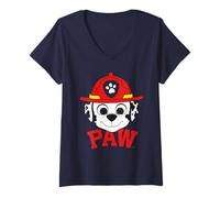 Donna Paw Patrol Marshall Retro Fire Rescue Adventure Pup Opera d'Arte Maglietta con Collo a V