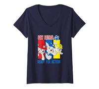 Donna Paw Patrol Ready For Action Retro Color Block Maglietta con Collo a V