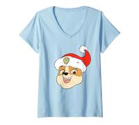 Donna Paw Patrol Rubble Christmas Santa Hat Maglietta con Collo a V