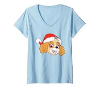 Donna Paw Patrol Skye Christmas Santa Hat Maglietta con Collo a V