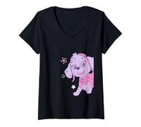 Donna Paw Patrol Skye Pastel Sketch With Star Accents Maglietta con Collo a V