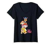 Donna Paw Patrol Team Paw Maglietta con Collo a V