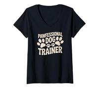 Donna Paw Prints per Appassionati di addestramento di Cani Professionista Maglietta con Collo a V