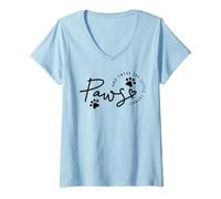 Donna Paws and Enjoy the Little Things - Camicia con simpatico cuore a forma di zampa Maglietta con Collo a V