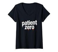 Donna Paziente Zero Horror Zombie Apocalisse Maglietta con Collo a V