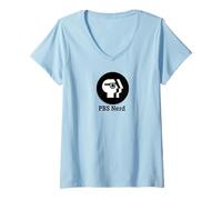 Donna PBS Round Black PBS Nerd Logo Public Broadcasting Service Maglietta con Collo a V