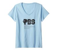 Donna PBS Vintage Groovy Classic Logo Public Broadcasting Service Maglietta con Collo a V