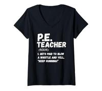 Donna PE Teacher Definition - Funny Fitness Coach Sarcastic Tee Maglietta con Collo a V