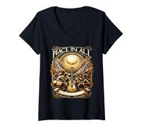 Donna Peace in All Spread Peace and Love Humanity's Harmony Tee Maglietta con Collo a V