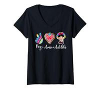 Donna Peace Love Adelita Funny Mexican Spanish Saying México Team Maglietta con Collo a V
