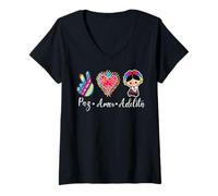Donna Peace Love Adelita Mexican Pride Mexico Paz Amor Adelita Maglietta con Collo a V