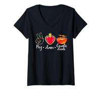 Donna Peace Love Carnita Asada Funny Mexican Spanish Saying Maglietta con Collo a V